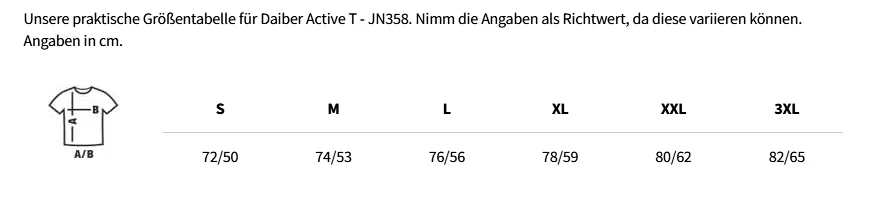 Größentabelle Daiber Active T - JN358