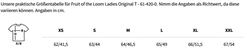 Größentabelle Ladies Original T